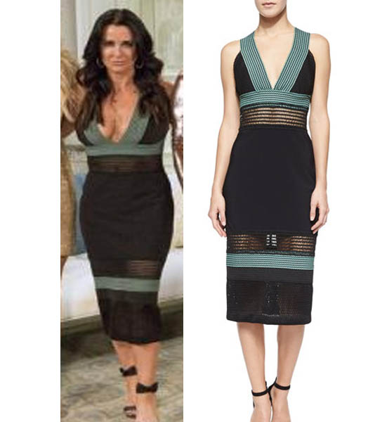 Real Housewives of Beverly Hills, Reunion, Kyle Richards, black and green dress, worn on tv, tv fashion, clothes from tv shows, RHOBH outfits, bravo, reality tv