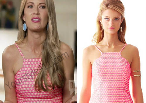 Southern Charm, Cameran Eubanks, Cameron, pink top, pink dress, pink halter, #southerncharm, #scharm, worn on tv, tv fashion, clothes from tv shows, Southern Charm outfits, southern charm fashion, bravo, reality tv, season 3