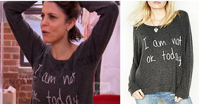Real Housewives of New York, RHNY, Bethenny Frankel, Bethany, #RHNY, #RealHousewivesNewYork, worn on tv, tv fashion, clothes from tv shows, Real Housewives of New York outfits, Real Housewives of New York fashion, bravo, reality tv clothes, grey sweater, I Am Not Ok Today, Lauren Moshi
