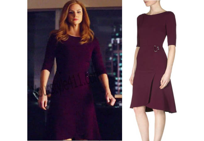 Suits, #Suits, Donna, Burgundy dress, Maroon dress, red dress, worn on tv, tv fashion, clothes from tv shows, Real Housewives of Orange County outfits, bravo, reality tv clothes, usanetwork