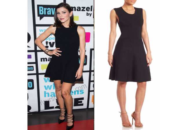 Real Housewives of Orange County, Heather Dubrow, black dress, Watch What Happens Live, ALC Fit and Flare Dress, ALC black tank dress, #RHOC, #RealHousewivesOrangeCounty, worn on tv, tv fashion, clothes from tv shows, Real Housewives of Orange County outfits, bravo, reality tv clothes