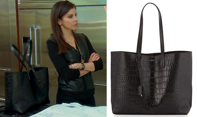 Real Housewives of Orange County, RHOC, Heather Dubrow, black bag, black croc tote, black shopper, black tote, #RHOC, #RealHousewivesOrangeCounty, worn on tv, tv fashion, clothes from tv shows, Real Housewives of Orange County outfits, bravo, reality tv clothes