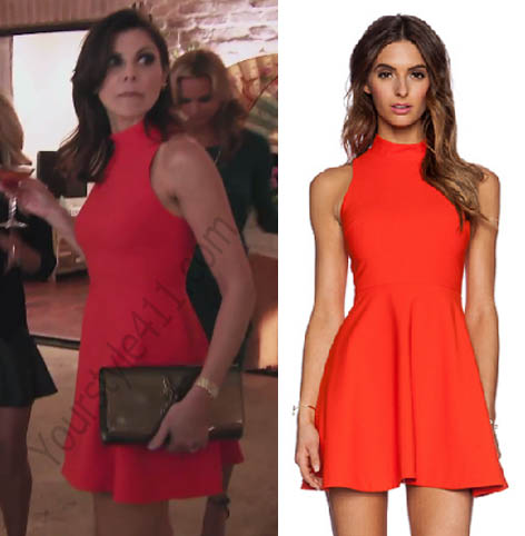 Real Housewives of Orange County, RHOC, Heather Dubrow, orange dress, #RHOC, #RealHousewivesOrangeCounty, worn on tv, tv fashion, clothes from tv shows, Real Housewives of Orange County outfits, bravo, reality tv clothes