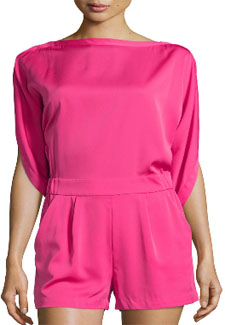 Real Housewives of Orange County, RHOC, Kelly Dodd, Kelli Dod, pink romper, pink jumpsuit, tuxedo romper, satin romper, #RHOC, #RealHousewivesOrangeCounty, worn on tv, tv fashion, clothes from tv shows, Real Housewives of Orange County outfits, bravo, reality tv clothes