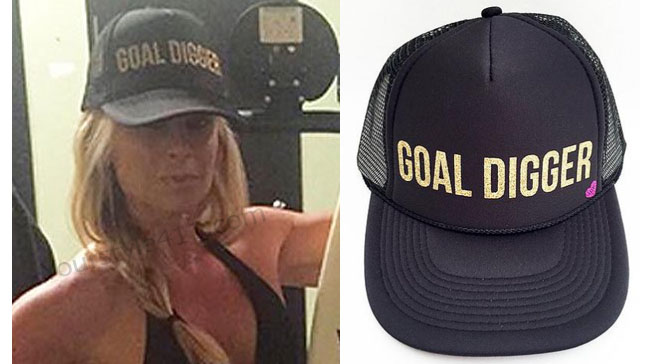 Real Housewives of Orange County, RHOC, Tamra Judge, trucker hat, black trucker hat, goal digger hat, #RHOC, #RealHousewivesOrangeCounty, worn on tv, tv fashion, clothes from tv shows, Real Housewives of Orange County outfits, bravo, reality tv clothes