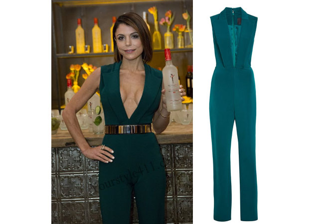 Real Housewives of New York, RHNY, Bethenny Frankel, Bethenny Frankel outfit, green jumpsuit, emerald jumpsuit, Bethenny style, Bethenny fashion, Skinnygirl party, Cushnie Et Ochs, #RHNY, #RealHousewivesNewYork, worn on tv, tv fashion, clothes from tv shows, Real Housewives of New York outfits, bravo, reality tv clothes