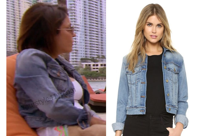 Real Housewives of New York, RHNY, Bethenny Frankel, jean jacket, blue jacket, #RHNY, #RealHousewivesNewYork, worn on tv, Bethenny Frankel outfit, tv fashion, clothes from tv shows, Real Housewives of New York outfits, bravo, reality tv clothes