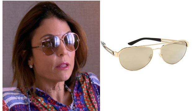 Real Housewives of New York, RHNY, Bethenny Frankel, Bethenny Frankel outfit, Aviator Sunglasses, Gold Sunglasses, gold aviator sunglasses, versace sunglasses, versace gold aviator sunglasses, #RHNY, #RealHousewivesNewYork, worn on tv, tv fashion, clothes from tv shows, Real Housewives of New York outfits, bravo, reality tv clothes