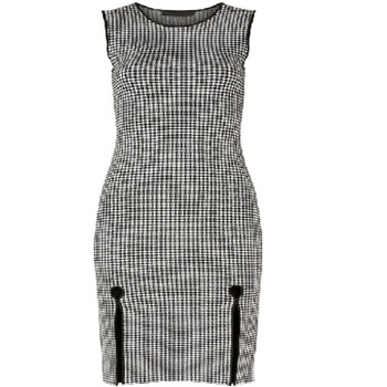 Suits, worn on tv, tv fashion, clothes from tv shows, Suits outfits, Suits fashion, usa network, law firm clothes, Jessica Pearson, black and white checkered dress, chanel dress, black and white dress, #suits