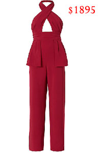Real Housewives of Orange County, RHOC, Kelly Dodd, Kelly Dodd style, Kelly Dodd fashion, #kellydodd, red halter jumpsuit, red jumpsuit, red ruffle jumpsuit, intermix red jumpsuit, revolve jumpsuit, #RHOC, Heather Dubrow outfit, #RealHousewivesOrangeCounty, worn on tv, tv fashion, clothes from tv shows, Real Housewives of Orange County outfits, bravo, Season 11, reality tv clothes