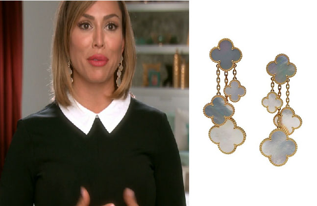 Real Housewives of Orange County, RHOC, Kelly Dodd, Kelly Dodd style, Kelly Dodd fashion, #kellydodd, chandelier earrings, earrings, van cleef and arpels, alhambra earrings, #RHOC, Kelly Dodd outfit, #RealHousewivesOrangeCounty, worn on tv, shop your tv, the take, bravotv.com, tv fashion, clothes from tv shows, Real Housewives of Orange County outfits, bravo, Season 11, reality tv clothes