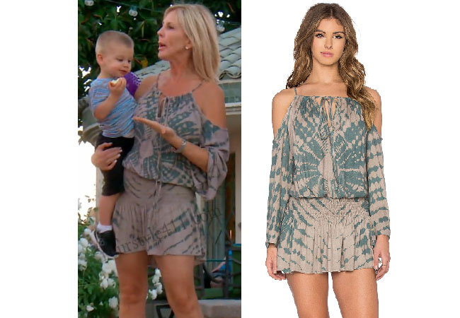 Real Housewives of Orange County, RHOC, Vicki Gunvalson, Vicki Gunvalson style, Vicki Gunvalson fashion, #vickigunvalson, tie dye dress, tie dye romper, #RHOC, Vicki Gunvalson outfit, #RealHousewivesOrangeCounty, worn on tv, tv fashion, clothes from tv shows, Real Housewives of Orange County outfits, bravo, Season 11, reality tv clothes