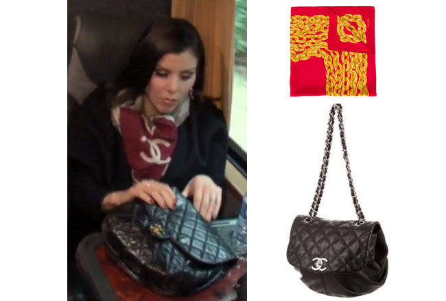 Real Housewives of Orange County, RHOC, Heather Dubrow, Heather Dubrow style, Heather Dubrow fashion, #heatherdubrow, black quilted purse, Chanel purse, Chanel scarf, Chanel shawl, shop your tv, the take, bravotv.com, #RHOC, Heather Dubrow outfit, #RealHousewivesOrangeCounty, worn on tv, tv fashion, clothes from tv shows, Real Housewives of Orange County outfits, bravo, Season 11, reality tv clothes