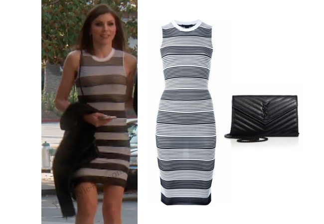 Real Housewives of Orange County, RHOC, Heather Dubrow, Heather Dubrow style, Heather Dubrow fashion, Heather Dubrow wardrobe, #heatherdubrow, alexander wang, striped dress, saint laurent purse, steal her style, bravotv.com, #RHOC, Heather Dubrow outfit, #RealHousewivesOrangeCounty, worn on tv, tv fashion, clothes from tv shows, Real Housewives of Orange County outfits, bravo, Season 11, reality tv clothes