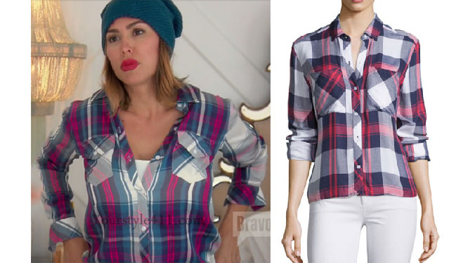 Real Housewives of Orange County, RHOC, Kelly Dodd, Kelly Dodd style, Kelly Dodd fashion, #kellydodd, plaid button down shirt, blue and hot pink shirt, Kelly Dodd wardrobe, #RHOC, Kelly Dodd outfit, shop your tv, the take, bravotv.com, #RealHousewivesOrangeCounty, worn on tv, tv fashion, clothes from tv shows, Real Housewives of Orange County outfits, bravo, Season 11, reality tv clothes