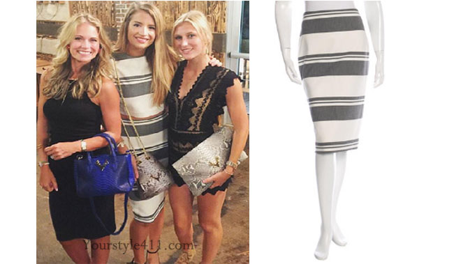 Southern Charm, Southern Charm style, Cameran Eubanks, Naomi Orlindo, Cameran Eubanks fashion, Cameran Eubanks wardrobe, #cameraneubanks, #SC, #southerncharm, striped skirt and top, Elizabeth and James, Cameran Eubanks  outfit, shop your tv, the take,  worn on tv, tv fashion, clothes from tv shows, Southern Charm outfits, bravo, Season 3, social media, reality tv clothes
