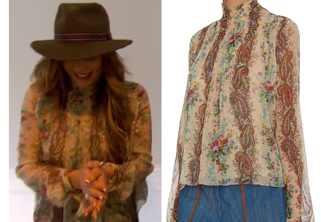 Real Housewives of New Jersey, RHONJ, Siggy Flicker outfit, #RHONJ, #RHNJ, #bravo, Real Housewives of New Jersey style, Real Housewives of New Jersey fashion, Siggy Flicker style, Siggy Flicker wardrobe, bravotv.com, Siggy Flicker wardrobe, floral top, intermixonline print top, #RealHousewivesNewJersey, social media, bravotv.com, shop your tv, the take, worn on tv, tv fashion, clothes from tv shows, Real Housewives of New York outfits, bravo, shop your tv, reality tv clothes