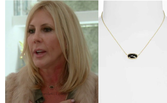 Real Housewives of Orange County, RHOC, Vickie Gunvalson, Vicki Gunvalson fashion, Vicki Gunvalson wardrobe, Vicki Gunvalson style, black pendant necklace, kendra scott, pendant necklace, #RHOC, #RealHousewivesOrangeCounty, Season 11, shop your tv, the take, bravotv.com, worn on tv, tv fashion, clothes from tv shows, Real Housewives of Orange County outfits, bravo, reality tv clothes