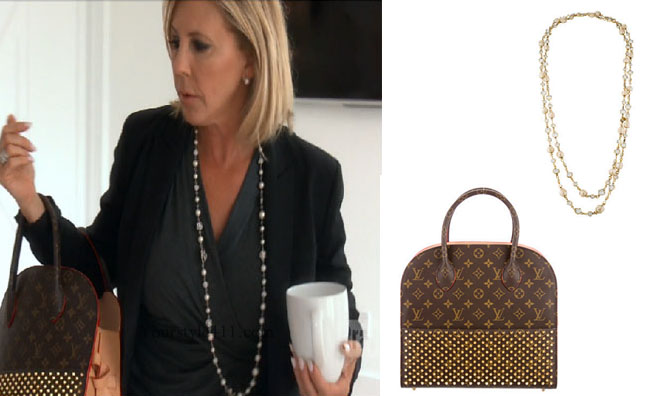 Real Housewives of Orange County, RHOC, Vickie Gunvalson, Vicki Gunvalson fashion, Vicki Gunvalson wardrobe, Vicki Gunvalson style, louis vuitton purse, louis vuitton christian louboutin shopper, chanel pearl crystal necklace, bravotv.com, steal her style, #RHOC, #RealHousewivesOrangeCounty, Season 11, shop your tv, the take, bravotv.com, worn on tv, tv fashion, clothes from tv shows, Real Housewives of Orange County outfits, bravo, reality tv clothes