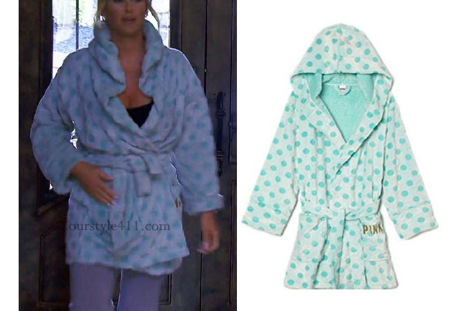 Kim Zolciak Biermann, Don't Be Tardy, Don't Be Tardy fashion, Don't Be Tardy style, Kim Zolciak wardrobe, Brielle Biermann clothes, #dontbetardy, #goals, robe, polka dot robe, blue robe, green robe, mint robe, victoria's secret robe, steal her style, bravotv.com, shop your tv, the take, Brielle Biermann outfits, worn on tv, tv fashion, clothes from tv shows, Real Housewives of Orange County outfits, bravo, reality tv clothes