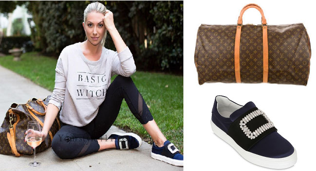 Vanderpump Rules, Stassi Schroeder style, Stassi Schroeder, Stassi Schroeder fashion, louis vuitton duffle bag, roger vivier shoes, basic witch sweatshirt, @stassischroeder, bravotv.com, #Vanderpumprules, #pumprules, Stassi Schroeder outfit, steal her style, shop your tv, the take, worn on tv, tv fashion, clothes from tv shows, Vanderpump Rules outfits, bravo, Season 5, reality tv clothes
