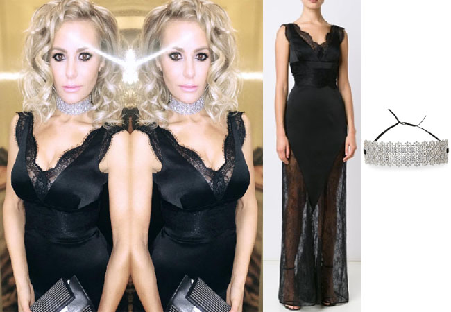 Real Housewives of Beverly Hills, RHBH, RHOBH, Dorit Kemsley, Dorit Kemsley fashion, Dorit Kemsley style, Dorit Kemsley wardrobe, #RHOBH, #RealHousewivesBeverlyHills,  steal her style, the take, shop your tv, worn on tv, tv fashion, clothes from tv shows, Real Housewives of Beverly Hills outfits, bravo, reality tv clothes, Season 7, social media, @doritkemsley, black lace dress ungaro, fallon choker, silver choker, crystal choker