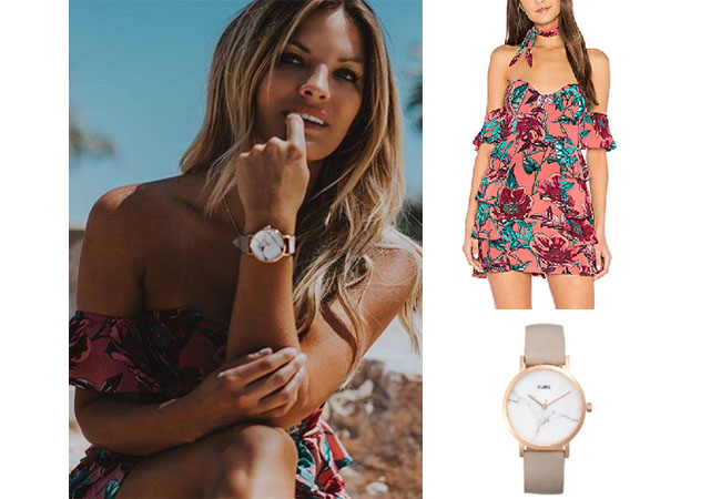 Becca Tilley, The Bachelor,  celebrity style, star style, Becca Tilley outfits, Becca Tilley fashion, Becca Tilley style, shop your tv, @beccatilley, worn on tv, tv fashion, clothes from tv shows, tv outfits, Love of Lemons flamenco strapless dress, la roche small stone leather strap