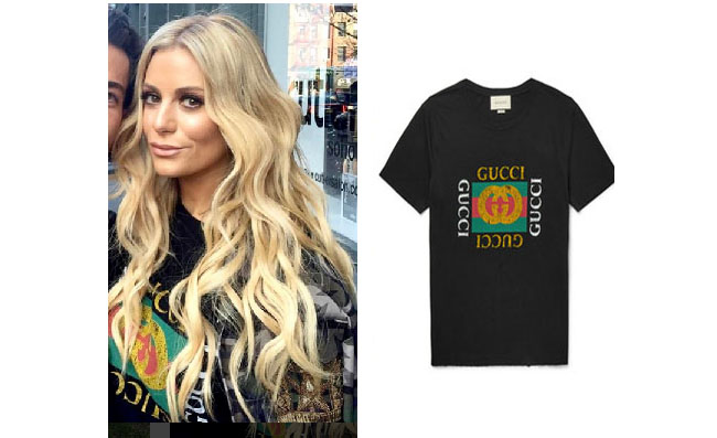 Real Housewives of Beverly Hills, RHBH, RHOBH, Dorit Kemsley, Dorit Kemsley fashion, Dorit Kemsley style, Dorit Kemsley wardrobe, #RHOBH, #RealHousewivesBeverlyHills,  steal her style, the take, shop your tv, worn on tv, tv fashion, clothes from tv shows, Real Housewives of Beverly Hills outfits, bravo, reality tv clothes, Season 7, social media, @doritkemsley, gucci t-shirt, black gucci top