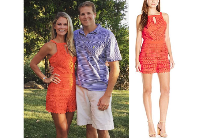 Southern Charm, Southern Charm style, Cameran Eubanks, Cameran Eubanks,  Cameran Eubanks fashion, Cameran Eubanks wardrobe, Cameran Eubanks Style,  @camwimberly1, #cameraneubanks, #SC, #southerncharm, Cameran Eubanks  outfit, shop your tv, the take,  worn on tv, tv fashion, clothes from tv shows, Southern Charm outfits, bravo, Season 4, star style, social media, adelyn rae orange lace romper, orange lace romper