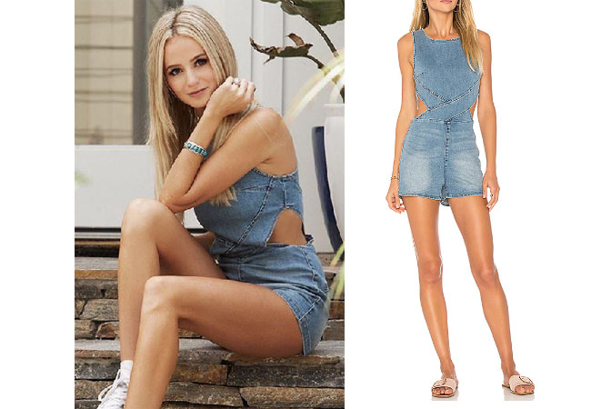 Lauren Bushnell, The Bachelor, celebrity style, star style, Lauren Bushnell outfits, Lauren Bushnell fashion, Lauren Bushnell Style, shop your tv, @laurenbushnell, worn on tv, tv fashion, clothes from tv shows, tv outfits, amuse society kenndy romper, denim romper, denim playsuit, denim jumpsuit, Lauren's romper