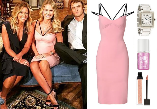 Southern Charm, Southern Charm style, Cameran Eubanks, Cameran Eubanks, Cameran Eubanks fashion, Cameran Eubanks wardrobe, Cameran Eubanks Style, @camwimberly1, #cameraneubanks, #SC, #southerncharm, Cameran Eubanks outfit, shop your tv, the take, worn on tv, tv fashion, clothes from tv shows, Southern Charm outfits, bravo, Season 4, star style, steal her style, La Petite Robe Di Chiara Boni Brie Dress, pink black strapy dress, pink black strappy dress, pink strap dress, cartier tank watch, Cameran's silver watch, Cameran's pink reunion dress, Cameran's pink dress, Cameran's lip gloss, benetint lolli lip stain, Jouer lip gloss St Tropez, Cameran's reunion makeup