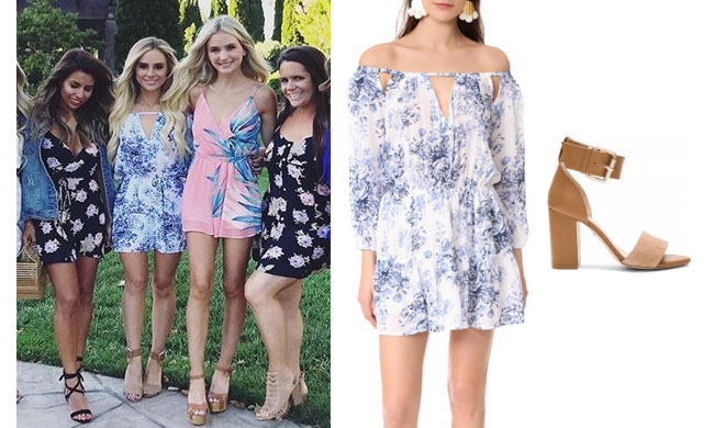 Amanda Stanton, The Bachelor,  celebrity style, star style, Amanda Stanton outfits, Amanda Stanton fashion, Amanda Stanton style, shop your tv, @amanda_stanton, worn on tv, tv fashion, clothes from tv shows, tv outfits, Amanda Stanton 2017, Amanda Stanton bachelor, Amanda Stanton instagram, Amanda Stanton Roe + May blue and white floral mini dress, raye leia sandals
