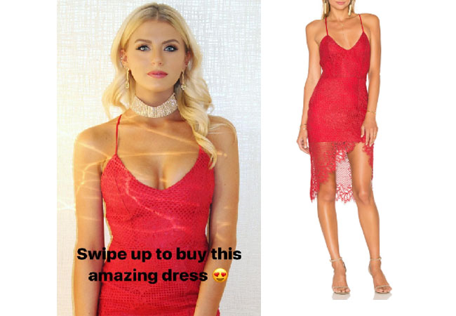 Emily Ferguson, The Bachelor, celebrity style, star style, Emily Ferguson outfits, Emily Ferguson fashion, Emily Ferguson style, shop your tv, The Bachelor, The Bachelorette, worn on tv, tv fashion, clothes from tv shows, tv outfits, Lovers + Friends Skylight Dress, Lovers + Friends red dress