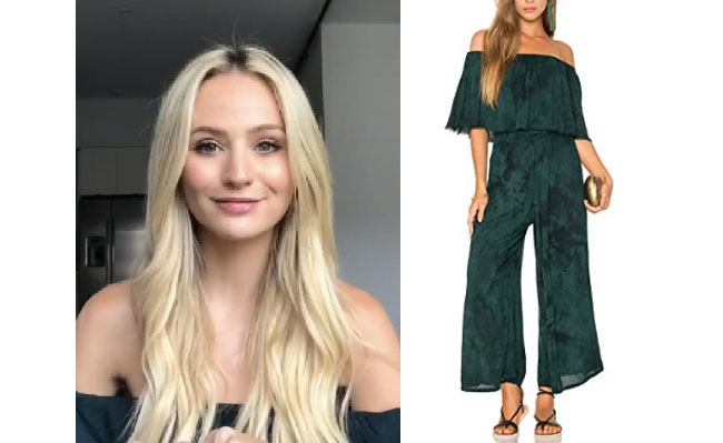 Lauren Bushnell, The Bachelor, celebrity style, star style, Lauren Bushnell outfits, Lauren Bushnell fashion, Lauren Bushnell Style, shop your tv, @laurenbushnell, worn on tv, tv fashion, clothes from tv shows, tv outfits, blue life pandora emerald jumpsuit, blue life green jumpsuit, lauren's jumpsuit