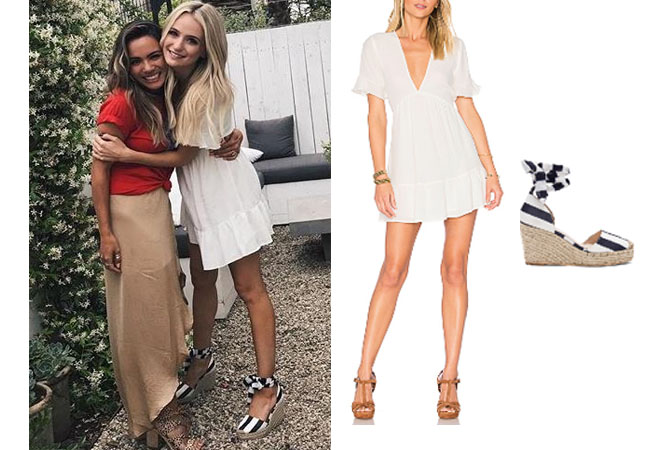 Lauren Bushnell, The Bachelor, celebrity style, star style, Lauren Bushnell outfits, Lauren Bushnell fashion, Lauren Bushnell Style, shop your tv, @laurenbushnell, worn on tv, tv fashion, clothes from tv shows, tv outfits, Privacy Please central dress, navy stripe wedges, raye dahlia wedge