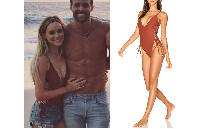 Amanda Stanton, The Bachelor, celebrity style, star style, Amanda Stanton outfits, Amanda Stanton fashion, Amanda Stanton style, shop your tv, @amanda_stantonn, worn on tv, tv fashion, clothes from tv shows, tv outfits, Bachelor In Paradise 2017, Bachelor In Paradise clothes, Blue Life Roped Up One Piece, Amanda's brown swimsuit, Amanda's one piece, Amanda's bikini in paradise