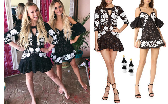 Amanda Stanton, The Bachelor, celebrity style, star style, Amanda Stanton outfits, Amanda Stanton fashion, Amanda Stanton style, shop your tv, @amanda_stantonn, worn on tv, tv fashion, clothes from tv shows, tv outfits, Bachelor in Paradise, #bachelorinparadise, For Love and Lemons Matador Dress, Corinne Olympios black and white dress, Amanda Stanton black and white dress, BaubleBar fringe earrings