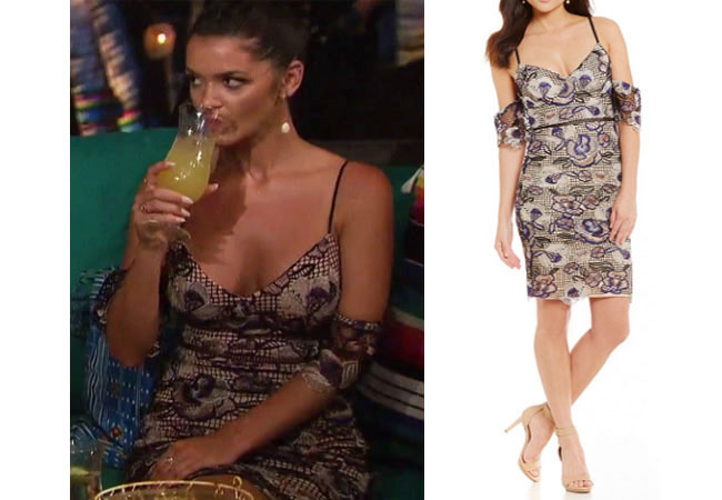 Raven Gates, Bachelor in Paradise 2017, #BIP, #bachelornation, #bachelorinparadise, Raven Gates clothes, Raven Gates outfits, shop your tv, as seen on tv, worn on tv, tv fashion, clothes from tv shows, tv outfits, reality tv outfits, reality celebrity stars, Bachelor In Paradise 2017, Bachelor In Paradise scandal, Raven's lace dress, Gianni Bini Inga Two Tone Cold-Shoulder Lace Sheath Dress, Raven's rose ceremony dress