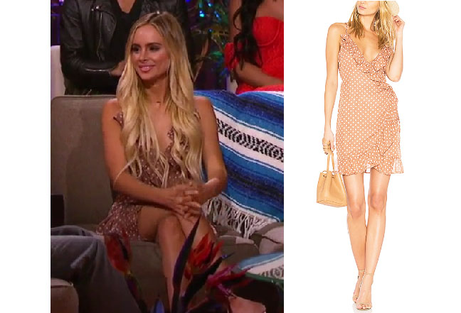 Amanda Stanton, The Bachelor, celebrity style, star style, Amanda Stanton outfits, Amanda Stanton fashion, Amanda Stanton style, shop your tv, @amanda_stantonn, worn on tv, tv fashion, clothes from tv shows, tv outfits, Bachelor in Paradise, #bachelorinparadise, Bachelor In Paradise 2017, Bachelor In Paradise Style, #bip, #bachelornation, Lioness caliente ruffle dress, Amanda's brown dress, Amanda's taupe dress, Amanda's ruffle dress