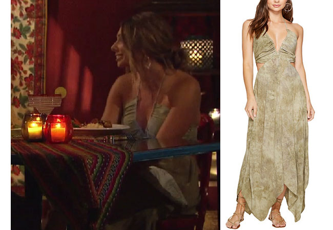 Sarah Vendal, The Bachelor,  celebrity style, star style, Sarah Vendal outfits, Sarah Vendal fashion, Sarah Vendal style, shop your tv, @sarahvendal, worn on tv, tv fashion, clothes from tv shows, tv outfits, Bachelor In Paradise 2017, Bachelor In Paradise scandal, #BIP, Blue Life Summer Breeze Halter Dress, Sarah's green dress on date, Sarah's green dress
