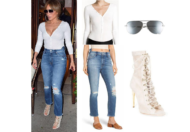 Jennifer Lopez outfits, Jennifer Lopez style, Jennifer Lopez fashion, Jennifer Lopez outfits, Jennifer Lopez clothes, @jlo, Dancing With The Stars outfit, celebrity style, celebrity fashion, Jennifer Lopez age, Jennifer Lopez songs, Jennifer Lopez net worth, ALC white top, Mother distressed jeans, Quay sunglasses, Balmain boots