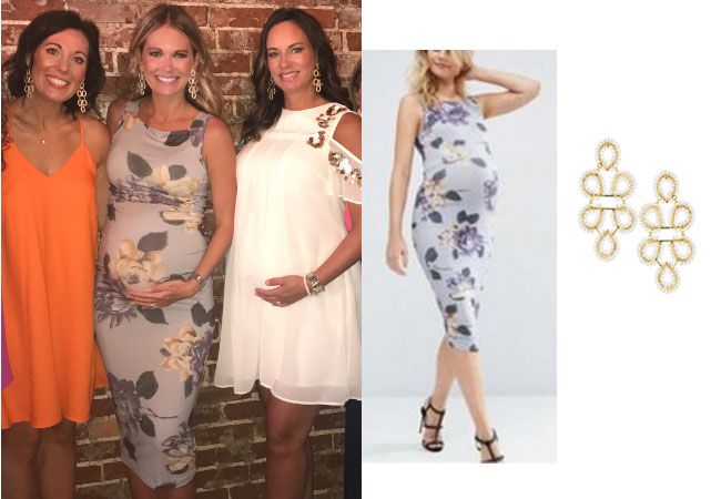 Southern Charm, Southern Charm style, Cameran Eubanks, Cameran Eubanks, Cameran Eubanks fashion, Cameran Eubanks wardrobe, Cameran Eubanks Style, @camwimberly1, #cameraneubanks, #SC, #southerncharm, Cameran Eubanks outfit, shop your tv, the take, worn on tv, tv fashion, clothes from tv shows, Southern Charm outfits, bravo, Season 4, star style, steal her style, Asos maternity dress, Cameran's gray dress, Cameran's earrings, Cameran's gold earrings