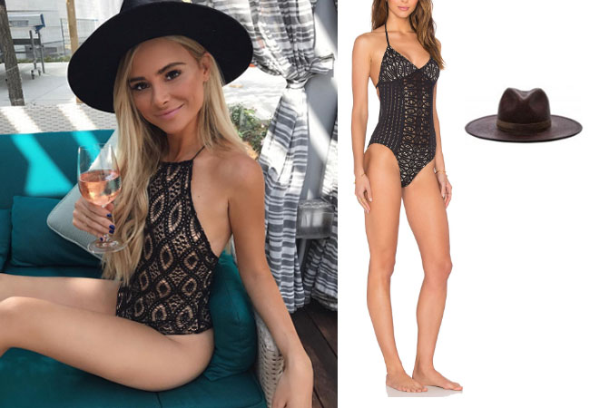 Amanda Stanton, The Bachelor,  celebrity style, star style, Amanda Stanton outfits, Amanda Stanton fashion, Amanda Stanton style, shop your tv, @amanda_stantonn, worn on tv, tv fashion, clothes from tv shows, tv outfits, Bachelor In Paradise 2017, Bachelor In Paradise Season 4, Bachelor In Paradise clothes, nightcap spiral lace one piece swimsuit, black hat, janessa leone panama hat