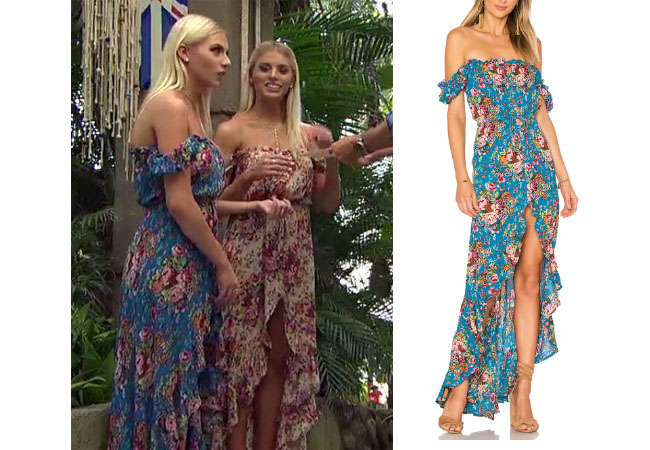 Haley Ferguson, The Bachelor,  celebrity style, star style, Haley Ferguson outfits, Haley Ferguson fashion, Haley Furgoson style, shop your tv, @hfergie11, worn on tv, tv fashion, clothes from tv shows, tv outfits,  Bachelor In Paradise 2017, Bachelor In Paradise Style, #BIP, Auguste Willow Day Dress, Haley's blue floral dress