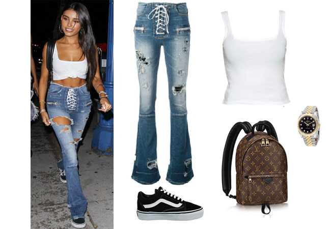 Madison Beer, celebrity style, celebrity fashion, celebrity outfits, celebrity wardrobe, Madison Beer style, Madison Beer fashion, Madison Beer outfits, Madison Beer 2017, 2017, Madison beer and justin bieber, Madison Beer Jack Gilinsky, Madison Beer youtube, Madison Beer songs, Madison Beer Instagram, unravel project destroyed jeans, brandy melville tank, vans old skool sneakers, rolex watch, madison beer's jeans, madison beer's clothes