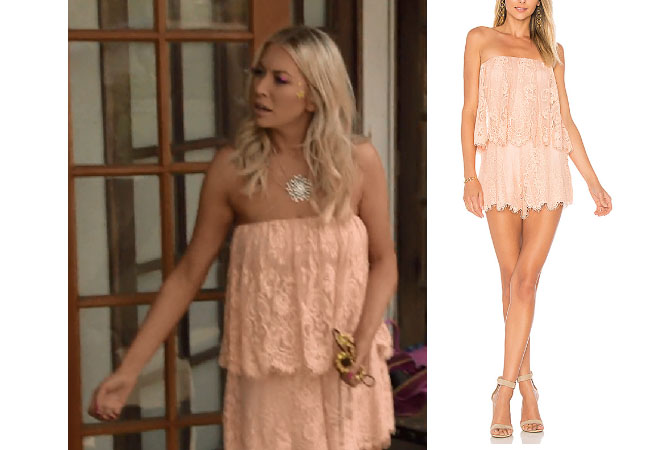Vanderpump Rules, Stassi Schroeder style, Stassi Schroeder, Stassi Schroeder fashion, @stassischroeder, bravotv.com, #pumprules, Stassi Schroeder outfit, steal her style, shop your tv, the take, worn on tv, tv fashion, clothes from tv shows, Vanderpump Rules outfits, bravo, reality tv clothes, Vanderpump Rules clothes, Stassi Schroeder clothes, as seen on tv, Vanderpump Rules clothes, Stassi Schroeder instagram, season 6, Lovers + Friends lace romper, Lovers + Friends Kristine romper, Stassi's romper at parade