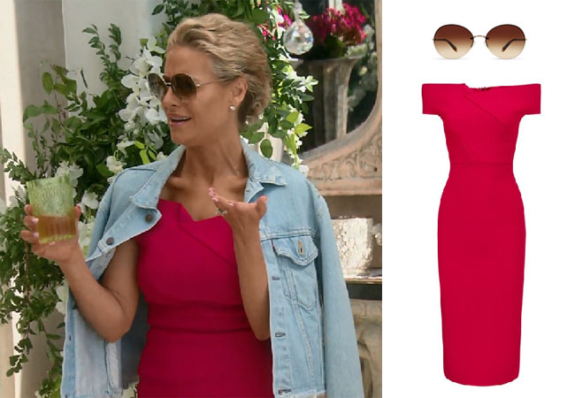 Real Housewives of Beverly Hills, RHBH, RHOBH, Dorit Kemsley, Dorit Kemsley fashion, Dorit Kemsley style, Dorit Kemsley wardrobe, #RHOBH, #RealHousewivesBeverlyHills, steal her style, the take, shop your tv, worn on tv, tv fashion, clothes from tv shows, Real Housewives of Beverly Hills outfits, bravo, reality tv clothes, Season 8, designer, Gucci, Vintage, Oliver Peoples Jorie sunglasses, Dorit's sunglasses, roland mouret Belvedere dress, Dorit's pink dress