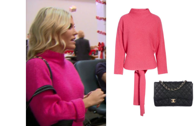 Real Housewives of New York, RHONY, Tinsey Mortimer outfit, bravotv.com, #RHONY, #RHNY, #bravo, Real Housewives of New York style, Real Housewives of New York fashion, Tinsley Mortimer style, Tinsley Mortimer fashion, socialite fashion, socialite style, shop your tv, the take, Tinsley Mortimer style, #RealHousewivesNewYork, worn on tv, tv fashion, clothes from tv shows, Real Housewives of New York outfits, bravo, shop your tv, reality tv clothes, Lewit tie back sweater, tinsley's pink sweater, tinsley's chanel bag, chanel jumbo flap bag
