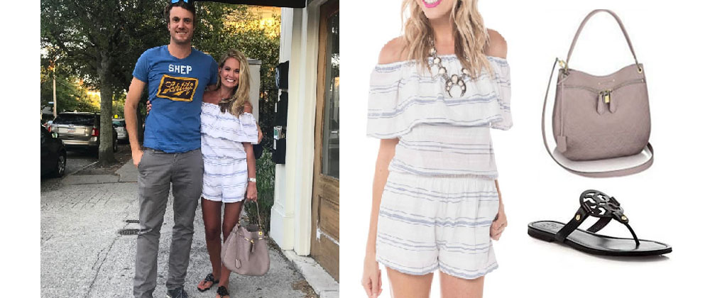 Southern Charm, Bravo TV, Cameran Eubanks, Star Style, fortnite, Game of Thrones, Cameran Eubanks' outfit, Cameran Eubanks clothes, celebrity outfit, ootd, Cameran's blue and white romper,