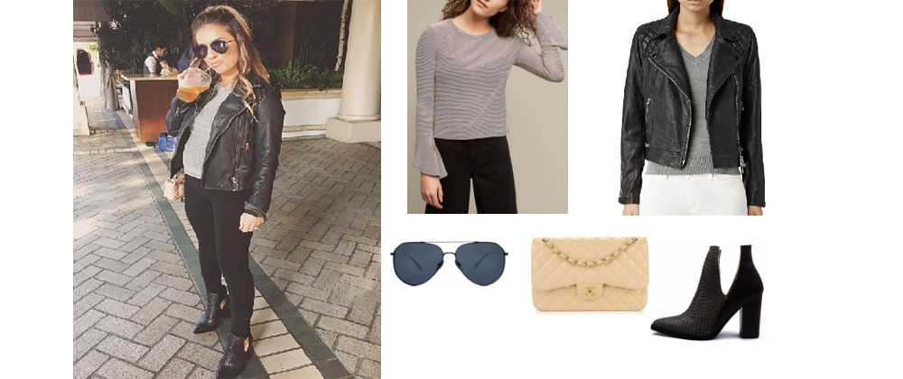Jessie James Decker`s Sunglasses, Top, Jacket, Booties and Bag in ...